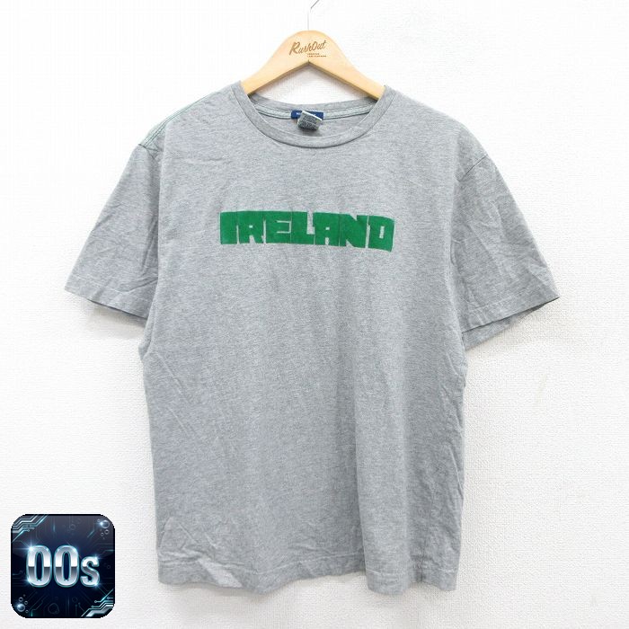 オールドネイビー 00s 半袖Tシャツ アイルランドフロッキープリント グレー L | 古着
