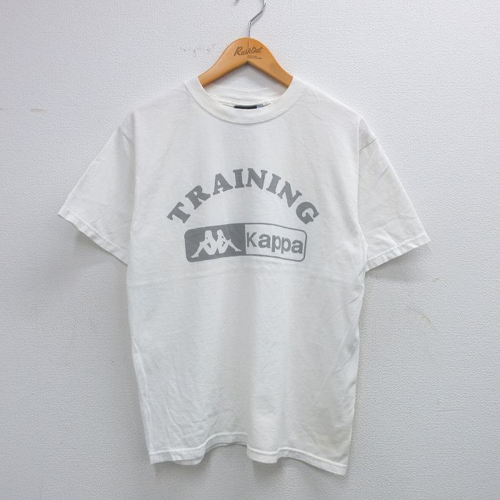 M★古着 カッパ Kappa 半袖 ビンテージ Tシャツ メンズ 00年代 00s ビッグロゴ トレーニング コットン クルーネック 白 ホワイト 25aug19 中古