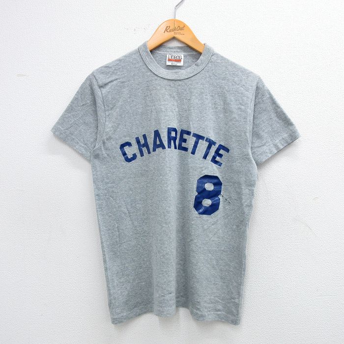 M★古着 ヘインズ Hanes 半袖 ビンテージ Tシャツ メンズ 80年代 80s CHARETTE 8 クルーネック USA製 グレー 霜降り 25aug19 中古