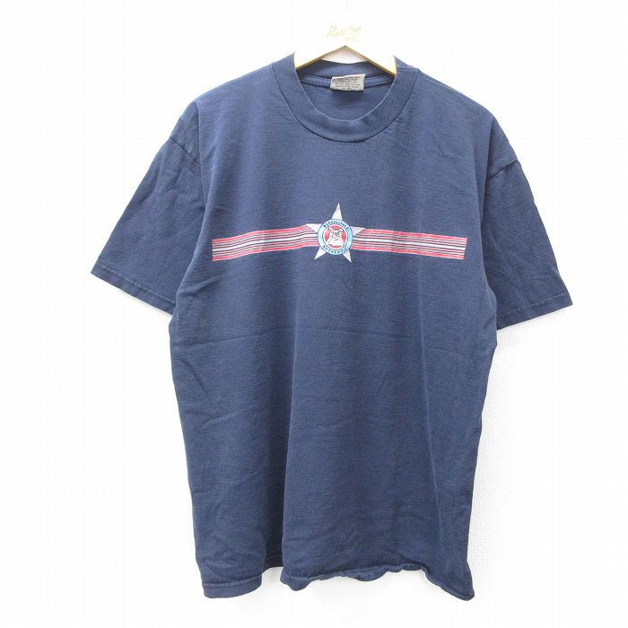 XL★古着 エアロポステール AEROPOSTALE 半袖 ビンテージ Tシャツ メンズ 00年代 00s ワンポイントロゴ 犬 コットン クルーネック 紺 ネイビー 25aug19 中古