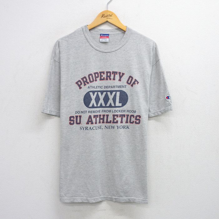 XL★古着 チャンピオン champion 半袖 ビンテージ Tシャツ メンズ 00年代 00s シラキュース ニューヨーク クルーネック グレー 霜降り 25aug19 中古