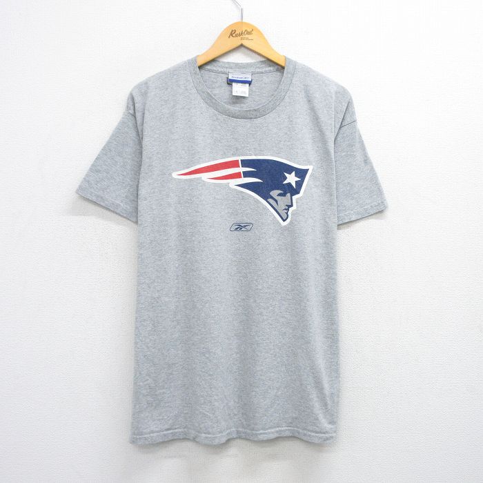 XL★古着 リーボック REEBOK 半袖 ビンテージ Tシャツ メンズ 00年代 00s NFL ニューイングランドペイトリオッツ 大きいサイズ クルーネック グレー 霜降り アメフト スーパーボウル 25aug19 中古