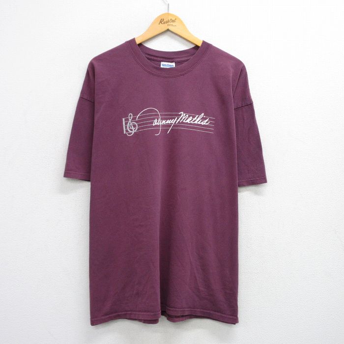 00s 半袖Tシャツ 音符 バーガンディ XL | 古着
