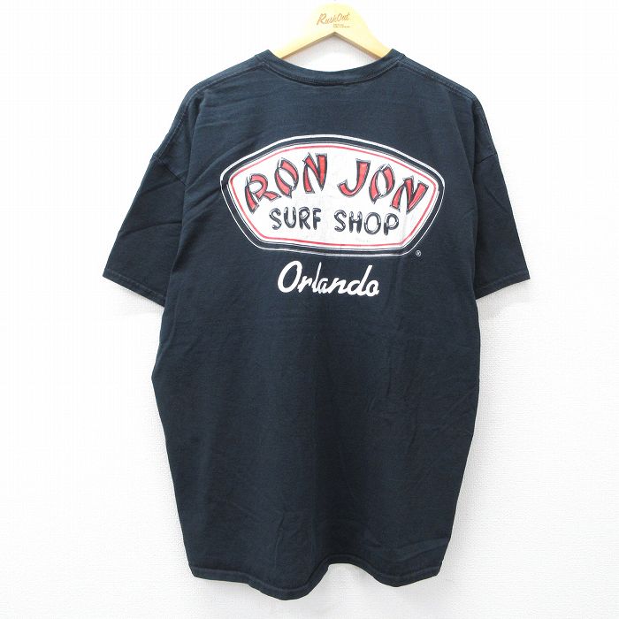 XL★古着 ロンジョン 半袖 ビンテージ Tシャツ メンズ 00年代 00s オーランド 大きいサイズ コットン クルーネック 黒 ブラック 25aug19 中古