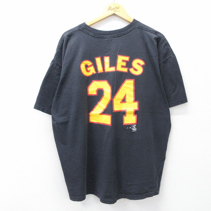 XL★古着 半袖 ビンテージ Tシャツ メンズ 00年代 00s MLB ピッツバーグパイレーツ ブライアンシャイルズ 24 大きいサイズ コットン クルーネック 黒 ブラック メジャーリーグ ベースボール 野球 25aug19 中古