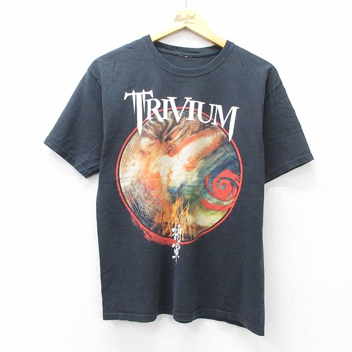 M★古着 半袖 ビンテージ ロック バンド Tシャツ メンズ 00年代 00s トリヴィアム クルーネック 黒 ブラック 25aug19 中古