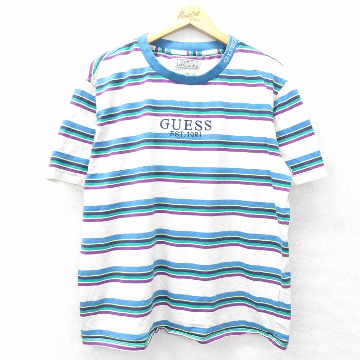 【50%OFF】ゲス 00s 半袖Tシャツ ビッグロゴ ホワイト XL | 古着