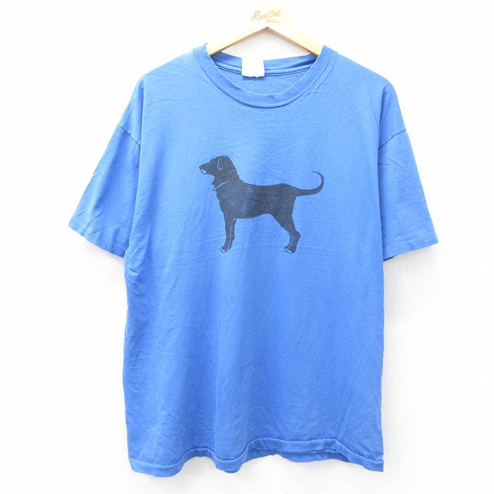 XL★古着 ヘインズ Hanes 半袖 ビンテージ Tシャツ メンズ 90年代 90s The Black Dog コットン クルーネック USA製 青 ブルー 【spe】 25aug19 中古