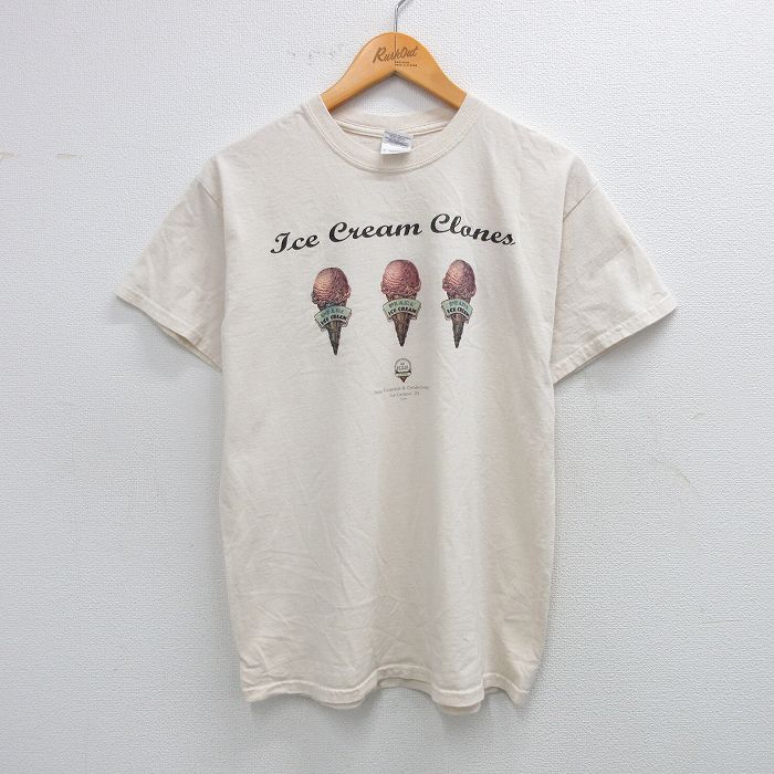 M★古着 半袖 ビンテージ Tシャツ メンズ 00年代 00s アイスクリーム コットン クルーネック 生成り 25aug19 中古