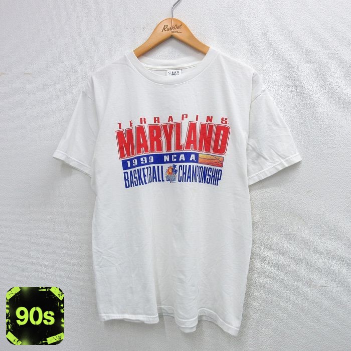 【50%OFF】90s 半袖Tシャツ メリーランドバスケットボール ホワイト L | 古着