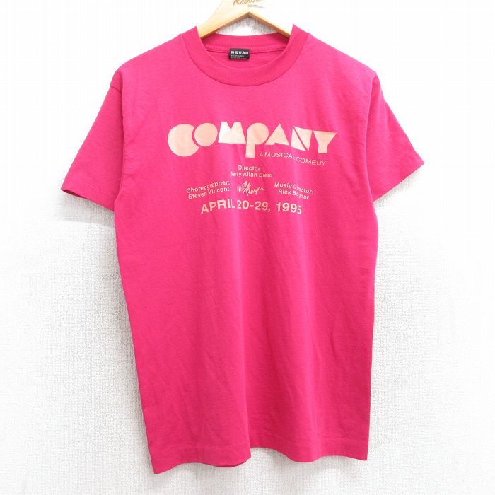 【50%OFF】M★古着 フルーツオブザルーム 半袖 ビンテージ Tシャツ メンズ 90年代 90s COMPANY クルーネック USA製 濃ピンク 25aug19 中古