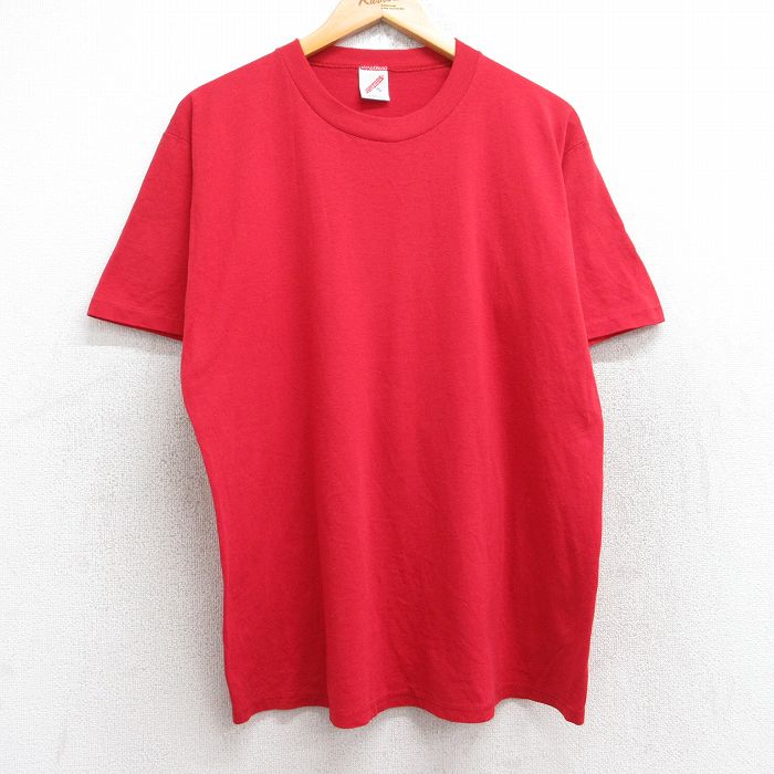 L★古着 ジャージーズ 半袖 ビンテージ Tシャツ メンズ 80年代 80s 無地 クルーネック USA製 赤 レッド 25aug19 中古