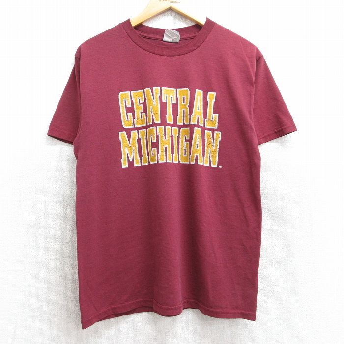 M★古着 ジャージーズ 半袖 ビンテージ Tシャツ メンズ 00年代 00s セントラルミシガン クルーネック エンジ 25aug19 中古