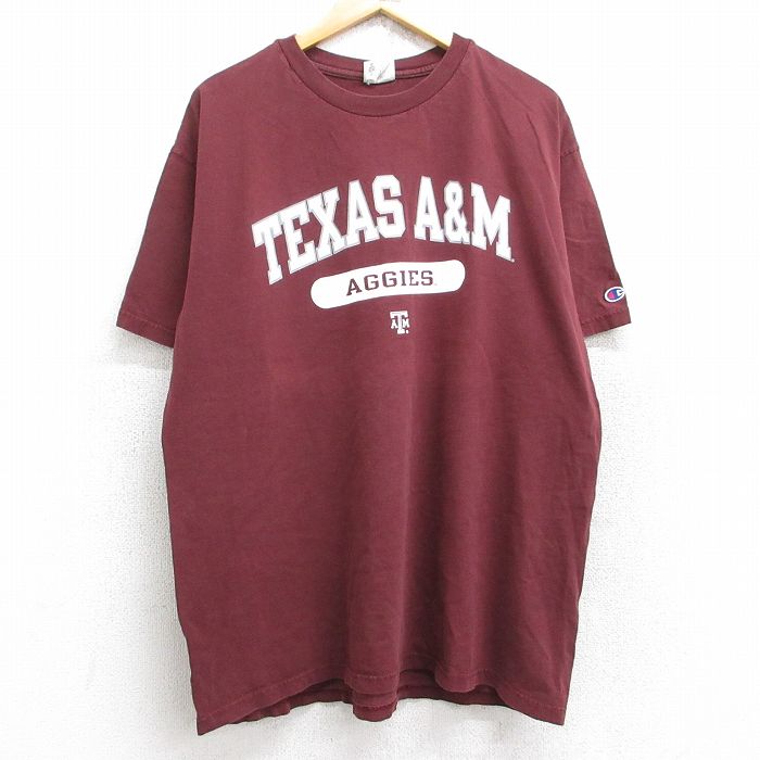 XL★古着 チャンピオン champion 半袖 ビンテージ Tシャツ メンズ 00年代 00s テキサスA&Mアギーズ コットン クルーネック エンジ 25aug19 中古