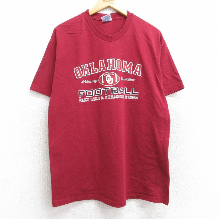 ヘインズ 00s 半袖Tシャツ オクラホマスーナーズフットボール バーガンディ L | 古着