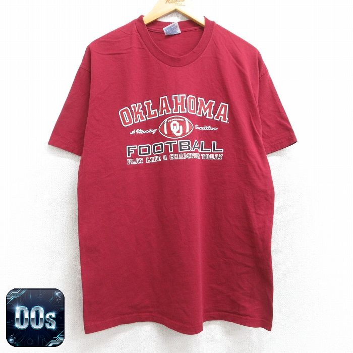 ヘインズ 00s 半袖Tシャツ オクラホマスーナーズフットボール バーガンディ L | 古着
