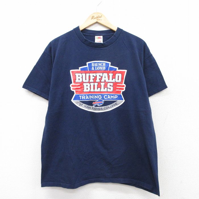 XL★古着 フルーツオブザルーム 半袖 ビンテージ Tシャツ メンズ 00年代 00s NFL バッファロービルズ コットン クルーネック 紺 ネイビー アメフト スーパーボウル 25aug19 中古