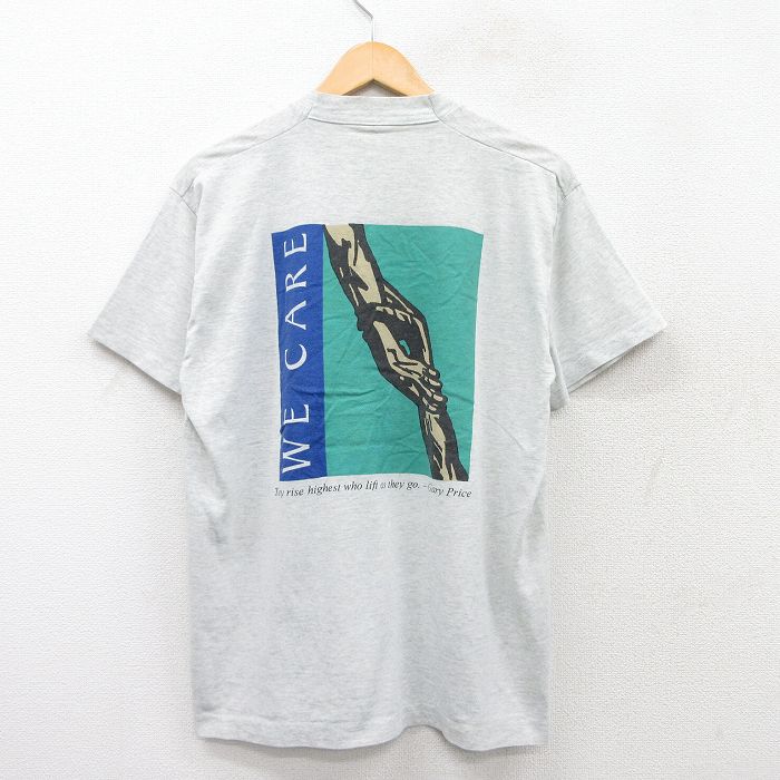 L★古着 フルーツオブザルーム 半袖 ビンテージ Tシャツ メンズ 90年代 90s 腕 クルーネック USA製 薄グレー 霜降り 【spe】 25aug19 中古