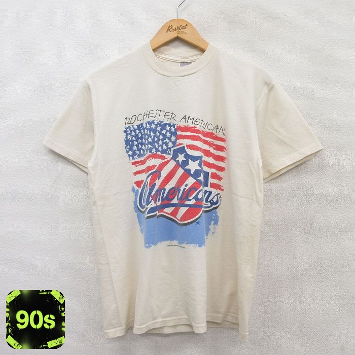 90s 半袖Tシャツ 星条旗 生成り ベージュ M | 古着