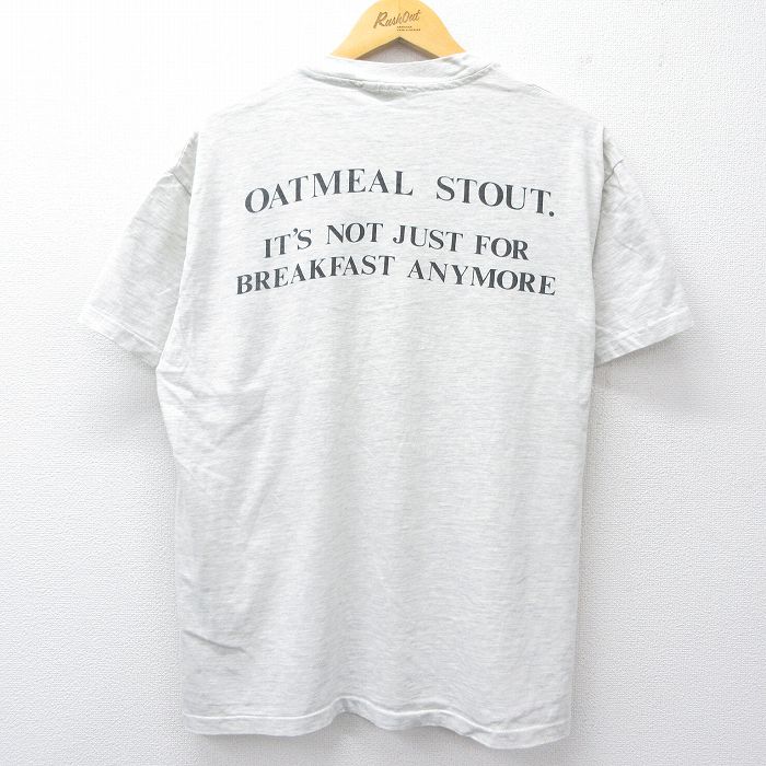 【20%OFF】L★古着 ヘインズ Hanes 半袖 ビンテージ Tシャツ メンズ 90年代 90s ROGUE ALE クルーネック USA製 薄グレー 霜降り 25aug20 中古