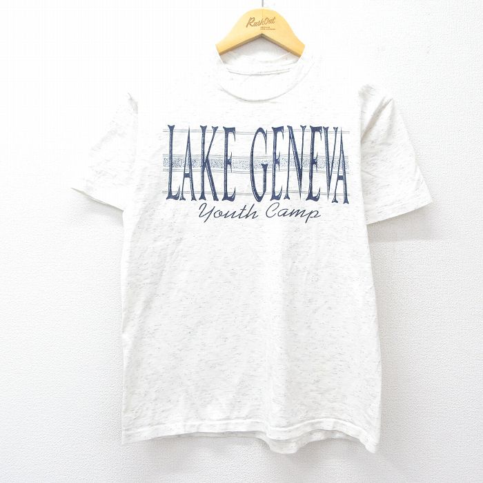 L★古着 半袖 ビンテージ Tシャツ メンズ 90年代 90s LAKE GENEVA クルーネック 白 ホワイト 25aug20 中古