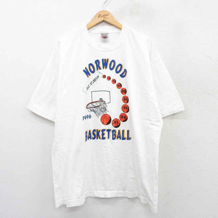 フルーツオブザルーム 90s 半袖Tシャツ バスケットボール ホワイト XL | 古着