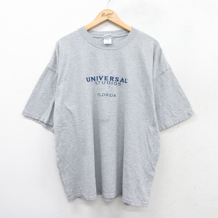 ユニバーサルスタジオ 00s 半袖Tシャツ 刺繍 グレー XL | 古着