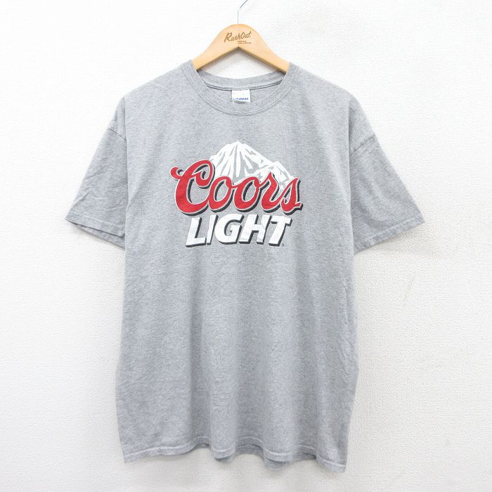 XL★古着 半袖 ビンテージ Tシャツ メンズ 00年代 00s クアーズライト ビール クルーネック グレー 霜降り 25aug20 中古