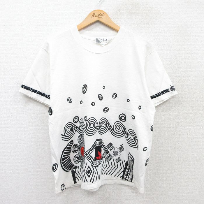L★古着 半袖 ビンテージ Tシャツ メンズ 90年代 90s コットン クルーネック USA製 白 ホワイト 25aug20 中古
