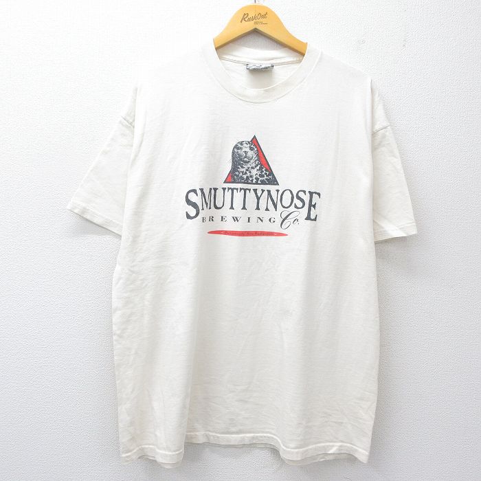 XL★古着 リー Lee 半袖 ビンテージ Tシャツ メンズ 90年代 90s SMUTTYNOSE ビール 大きいサイズ コットン クルーネック USA製 生成り 25aug20 中古