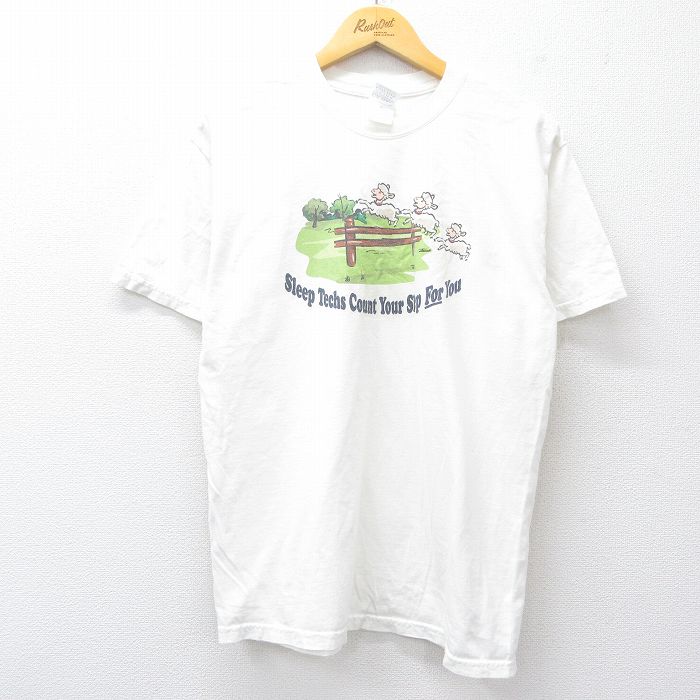 L★古着 半袖 ビンテージ Tシャツ メンズ 00年代 00s ヒツジ コットン クルーネック 白 ホワイト 25aug20 中古