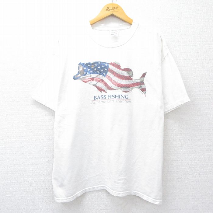 00s 半袖Tシャツ バスフィッシング ホワイト XL | 古着