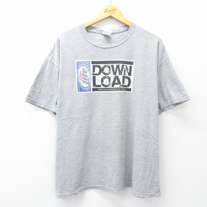 00s 半袖Tシャツ DOWN LOADプリント グレー XL | 古着