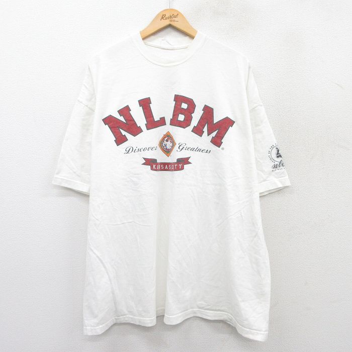 【20%OFF】XL★古着 半袖 ビンテージ Tシャツ メンズ 00年代 00s NLBM 大きいサイズ コットン クルーネック 白 ホワイト 25aug20 中古