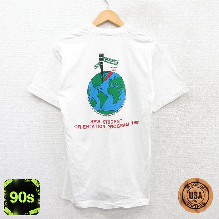 【50%OFF】フルーツオブザルーム 90s 半袖Tシャツ 地球 ホワイト M | 古着