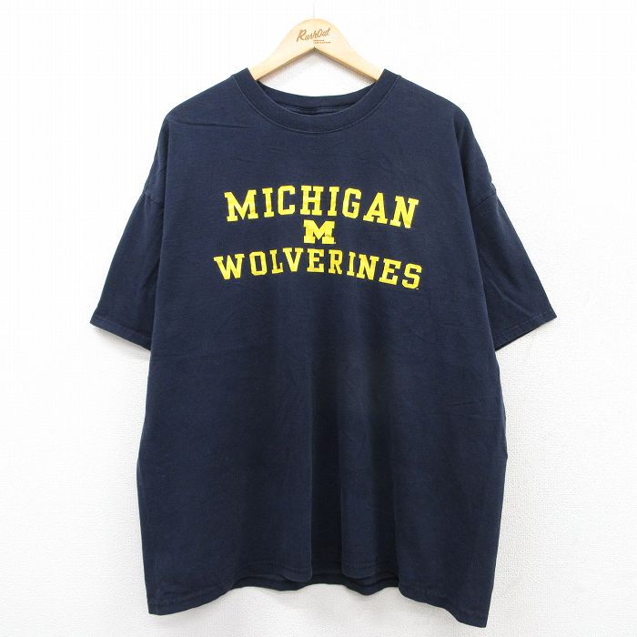 【50%OFF】XL★古着 半袖 ビンテージ Tシャツ メンズ 00年代 00s ミシガン 大きいサイズ コットン クルーネック 紺 ネイビー 25aug20 中古