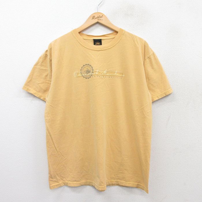 L★古着 半袖 ビンテージ Tシャツ メンズ 00年代 00s adirondack mountain クルーネック 黄 イエロー 25aug20 中古