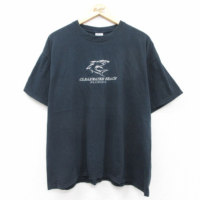 00s 半袖Tシャツ CLEAR WATER BEACHプリント ブラック XL | 古着