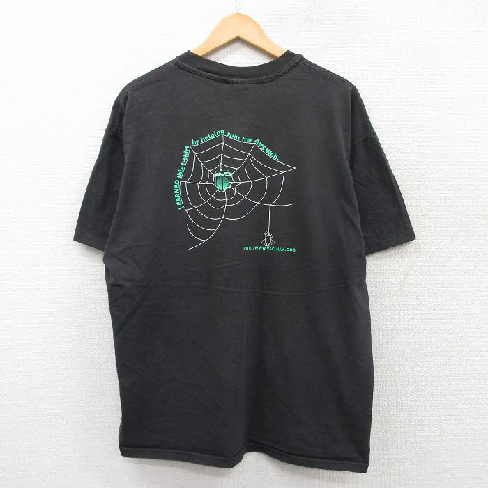 XL★古着 ヘインズ Hanes 半袖 ビンテージ Tシャツ メンズ 00年代 00s AVS クモ コットン クルーネック 黒 ブラック 【spe】 25aug20 中古