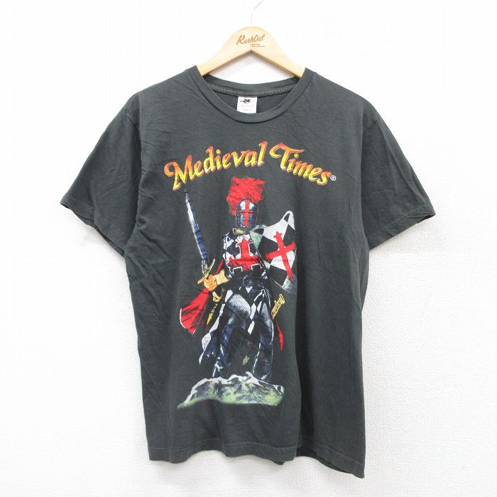 L★古着 半袖 ビンテージ Tシャツ メンズ 00年代 00s Medieval Times コットン クルーネック USA製 黒 ブラック 25aug21 中古