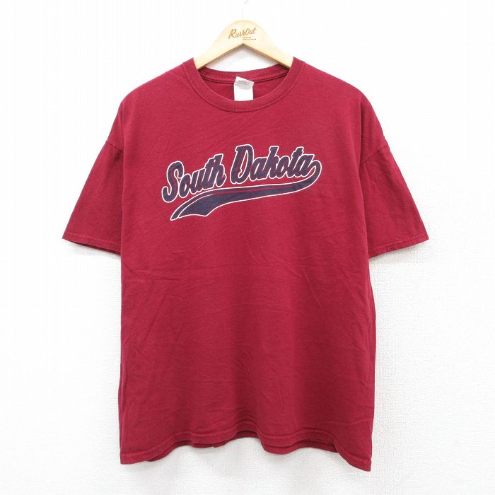 XL★古着 半袖 ビンテージ Tシャツ メンズ 00年代 00s South Dakota 大きいサイズ コットン クルーネック エンジ 25aug21 中古