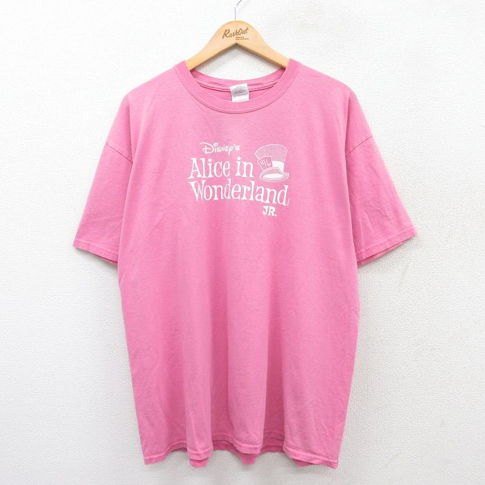 ディズニー 00s 半袖Tシャツ 不思議の国のアリス ピンク XL | 古着
