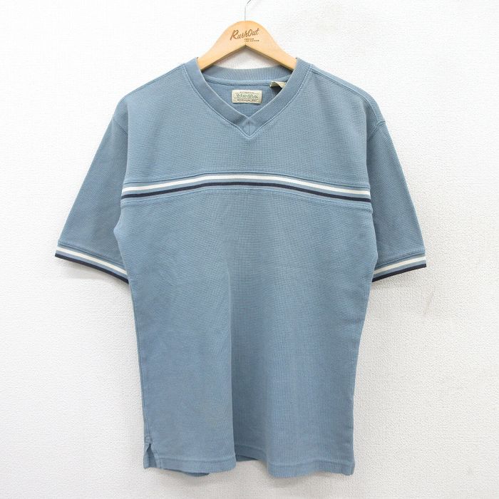 M★古着 セントジョンズベイ 半袖 ビンテージ Tシャツ メンズ 00年代 00s コットン Vネック 薄紺 ネイビー 25aug21 中古