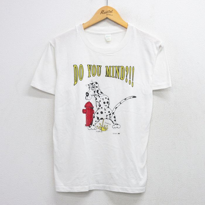 M★古着 半袖 ビンテージ Tシャツ メンズ 80年代 80s 犬 ダルメシアン クルーネック USA製 白 ホワイト 25aug21 中古