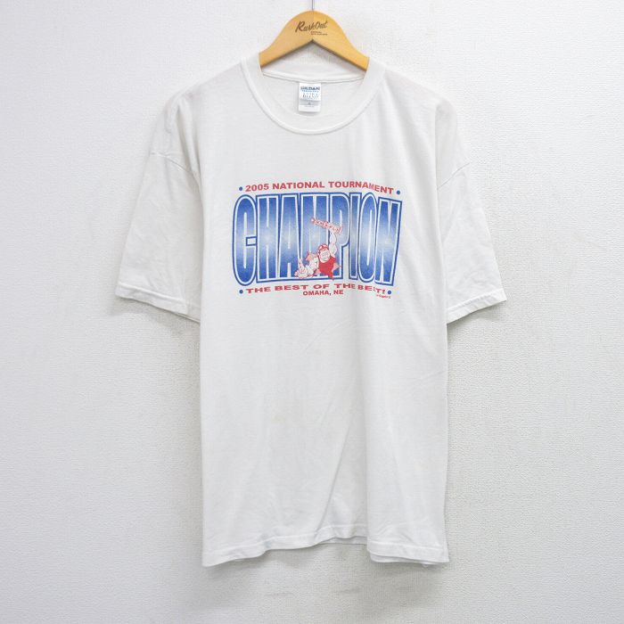 XL★古着 半袖 ビンテージ Tシャツ メンズ 00年代 00s チャンピオン 大きいサイズ クルーネック 白 ホワイト 25aug21 中古