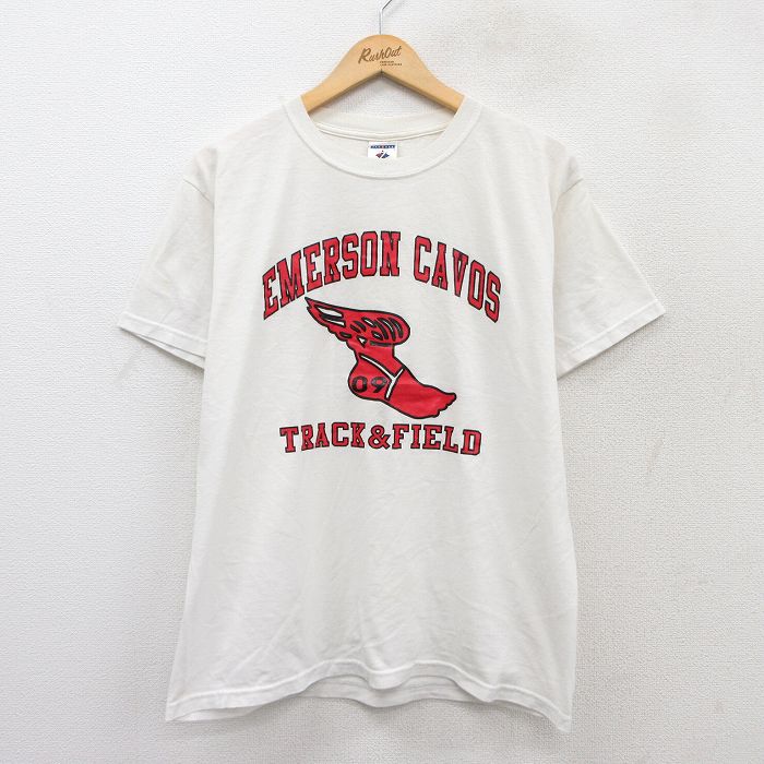 【50%OFF】L★古着 ジャージーズ 半袖 ビンテージ Tシャツ メンズ 00年代 00s ウイングフット クルーネック 白 ホワイト 25aug21 中古