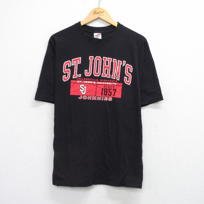 XL★古着 半袖 ビンテージ Tシャツ メンズ 00年代 00s セントジョンズ 大きいサイズ コットン クルーネック 黒 ブラック 25aug21 中古