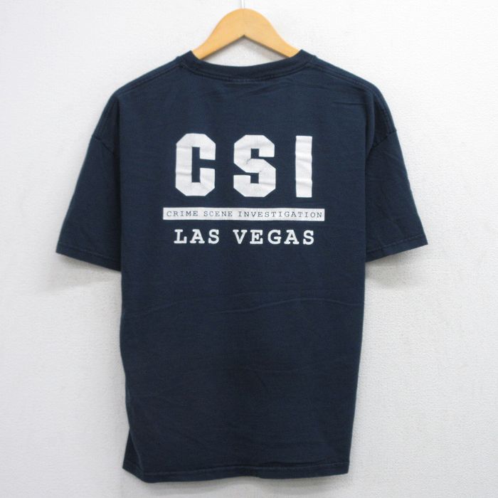 XL★古着 半袖 ビンテージ Tシャツ メンズ 00年代 00s CSI ラスベガス コットン クルーネック 紺 ネイビー 25aug21 中古