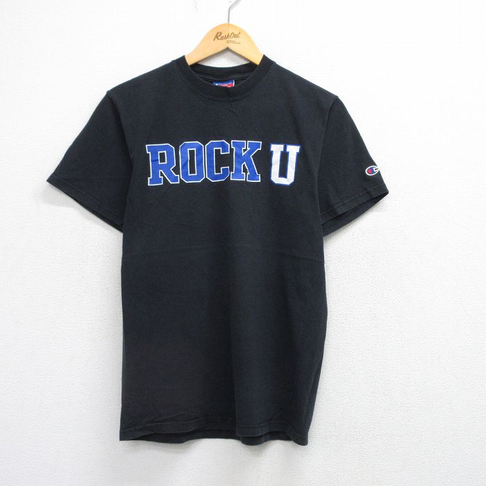【20%OFF】M★古着 チャンピオン champion 半袖 ビンテージ Tシャツ メンズ 00年代 00s ROCK U クルーネック 黒 ブラック 25aug21 中古