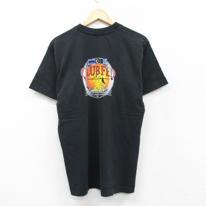 L★古着 半袖 ビンテージ Tシャツ メンズ 90年代 90s CLUB FED クルーネック 黒 ブラック 25aug21 中古